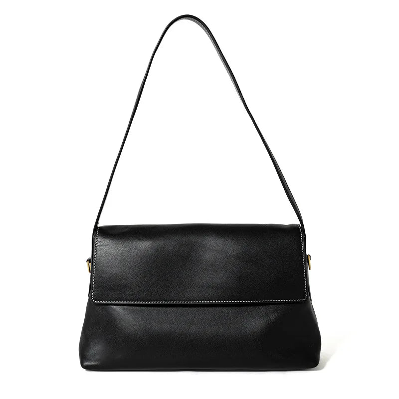White Leather Envelope Shoulder Bag