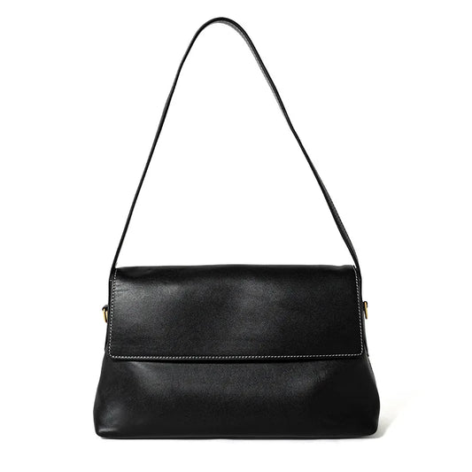 White Leather Envelope Shoulder Bag