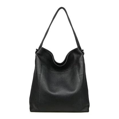Dual Color Leather Hobo Tote