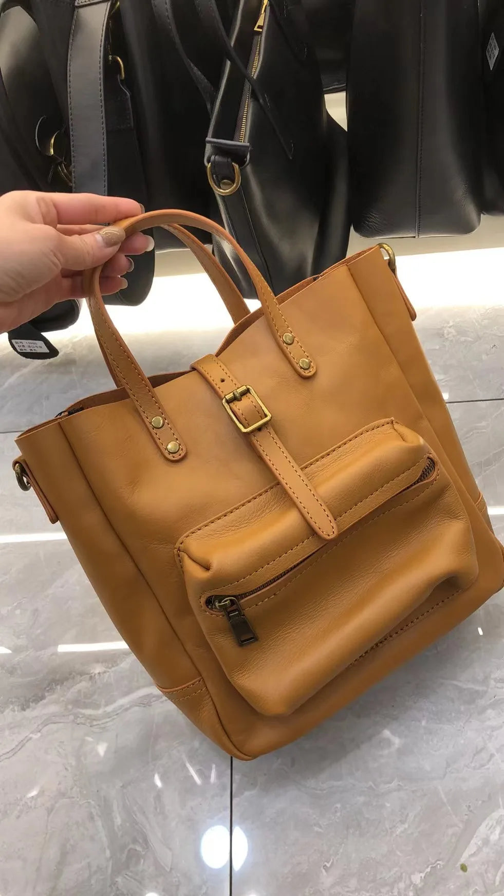 Khaki Front Pocket Tote Bag