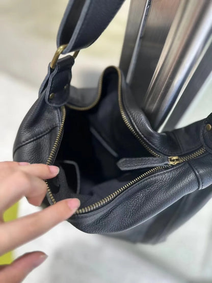 Leather Pocket Hobo Shoulder Bag