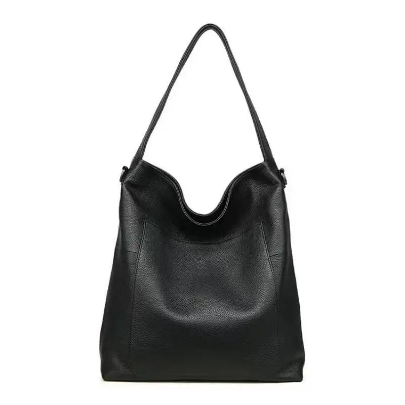 Dual Color Leather Hobo Tote