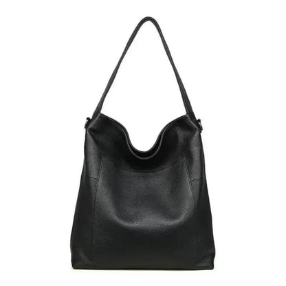 Dual Color Leather Hobo Tote