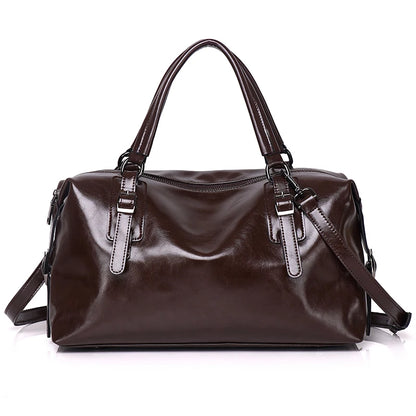 Brown Glossy Boston Shoulder Bag