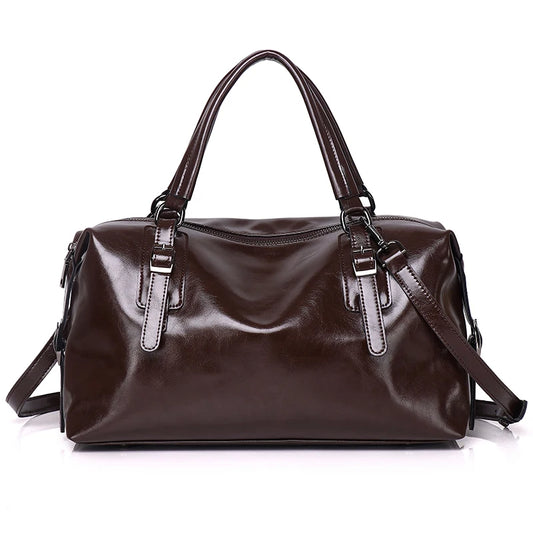 Brown Glossy Boston Shoulder Bag