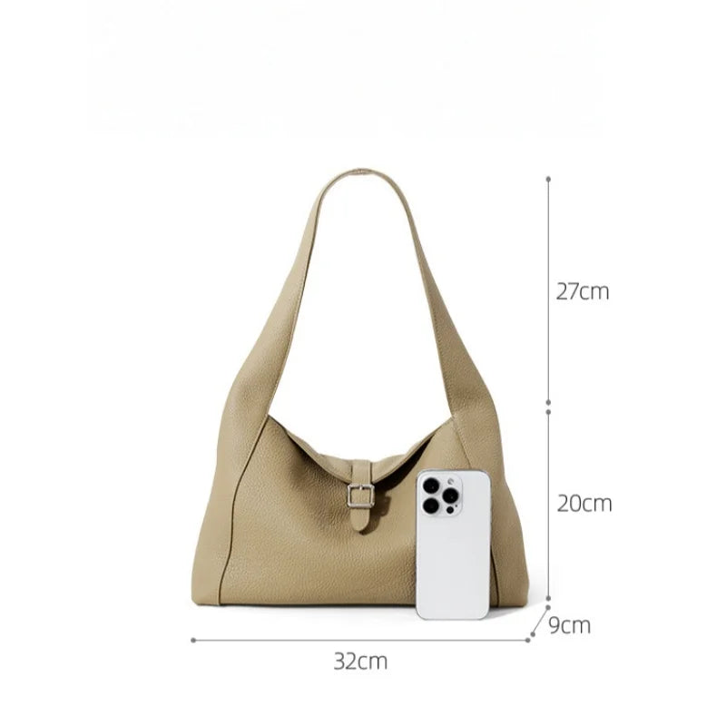 Ivory Leather Foldover Hobo Bag