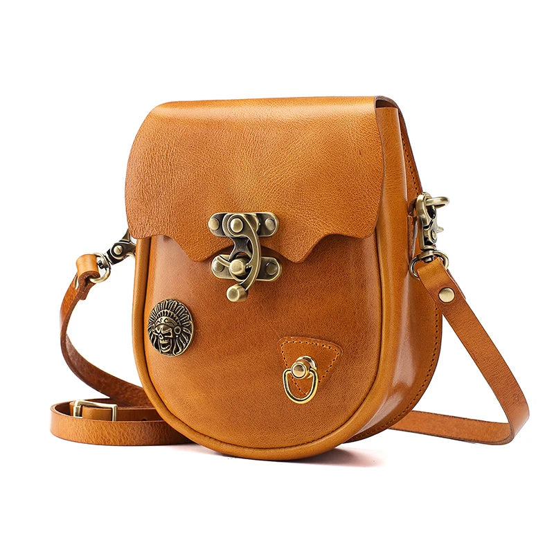 Tan Embellished Saddle Crossbody Bag