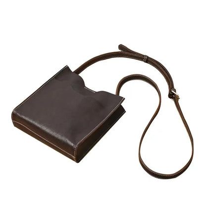 Brown Leather Slim Crossbody Bag
