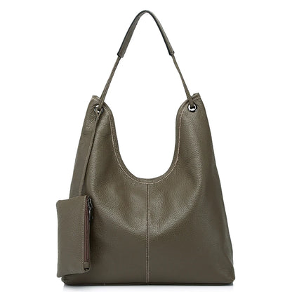 Navy Leather Shopper Tote Bag