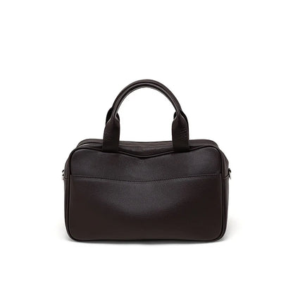 Brown Leather Mini Boston Bag