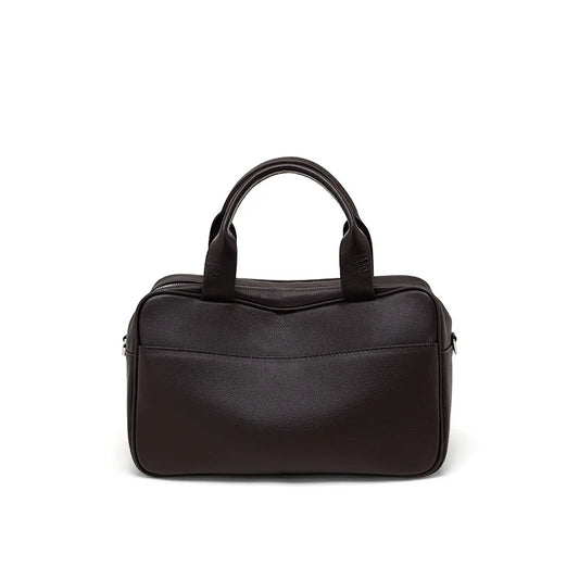 Brown Leather Mini Boston Bag