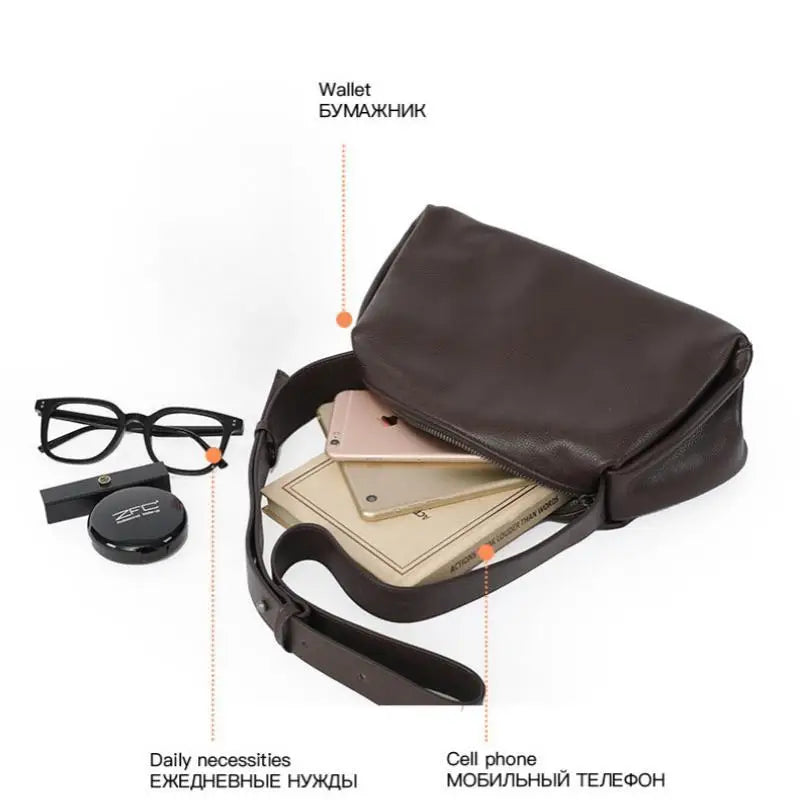 Brown Leather Barrel Crossbody Bag