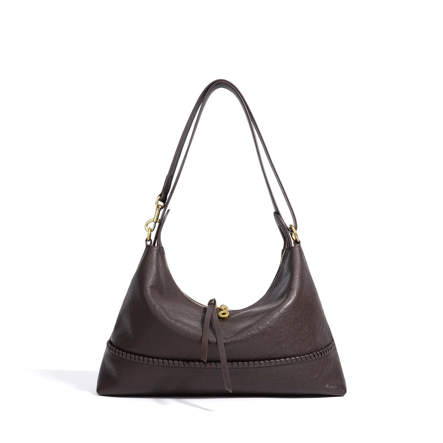 Tan Leather Braided Shoulder Bag