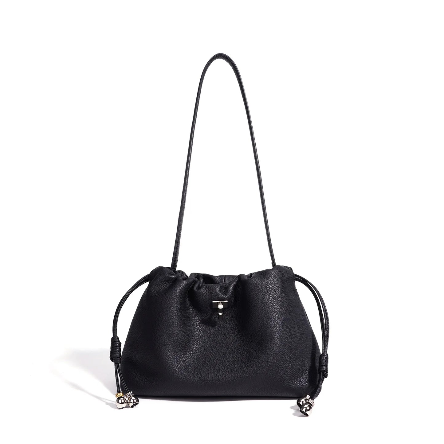 Blue Drawstring Barrel Shoulder Bag