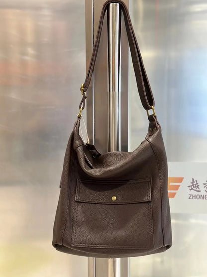 Leather Pocket Hobo Shoulder Bag