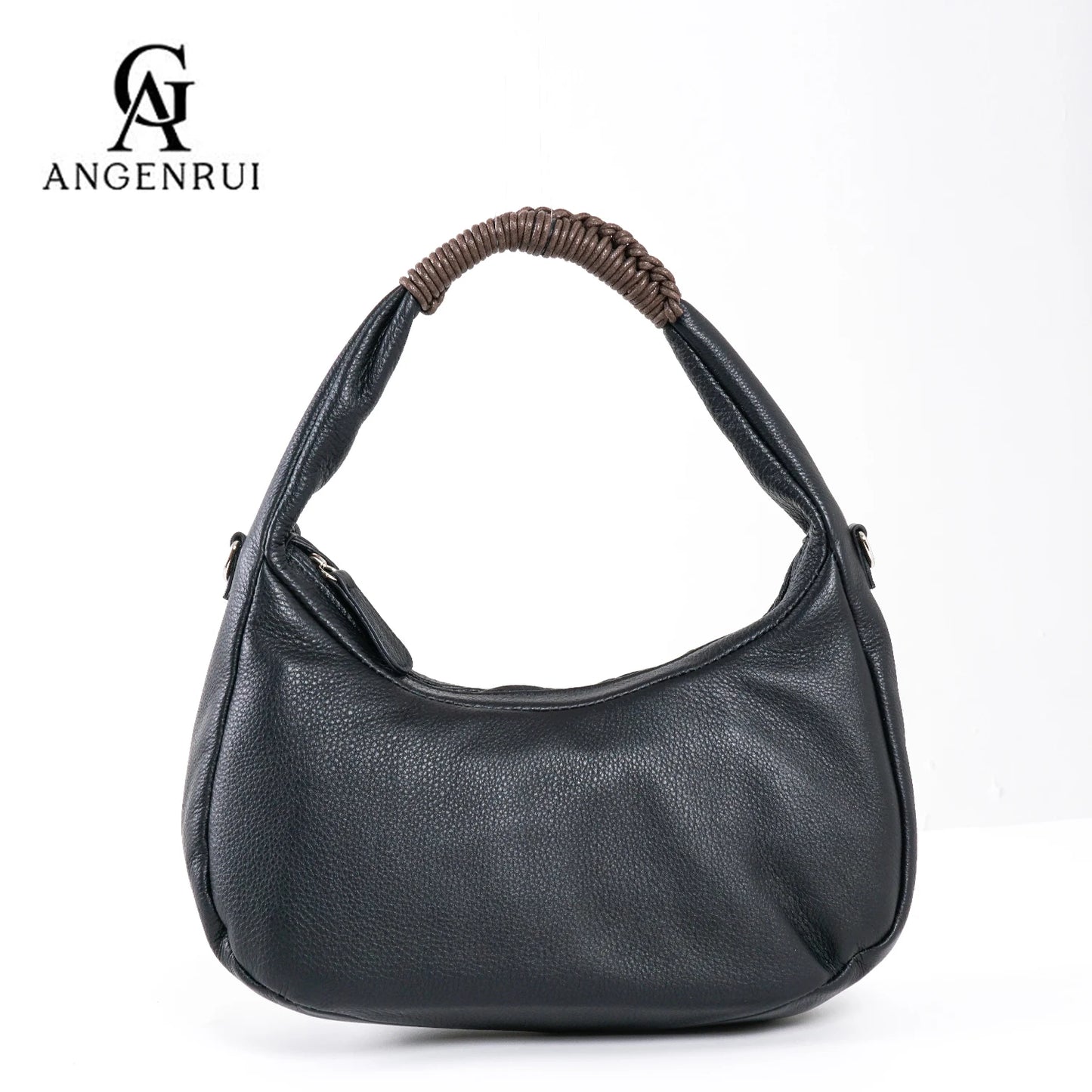Teal Leather Crescent Shoulder Bag
