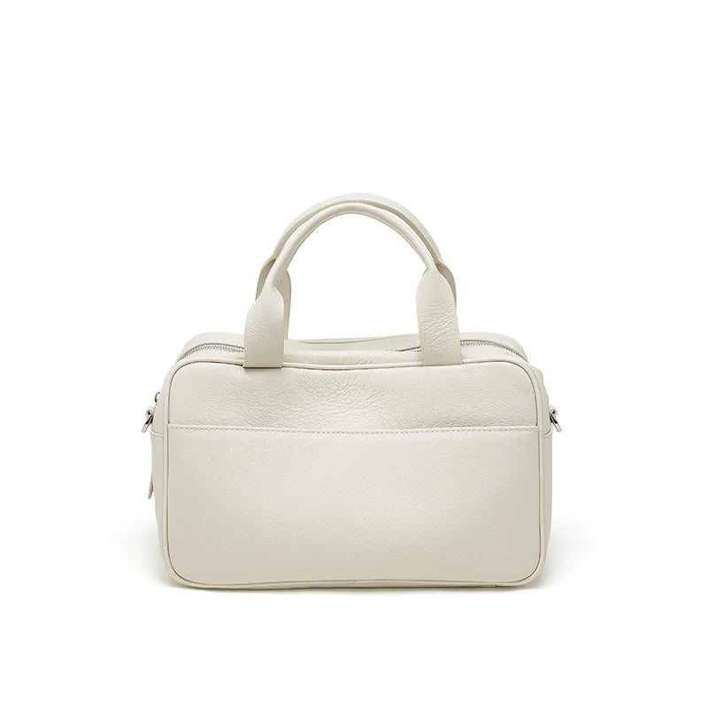 Brown Leather Mini Boston Bag