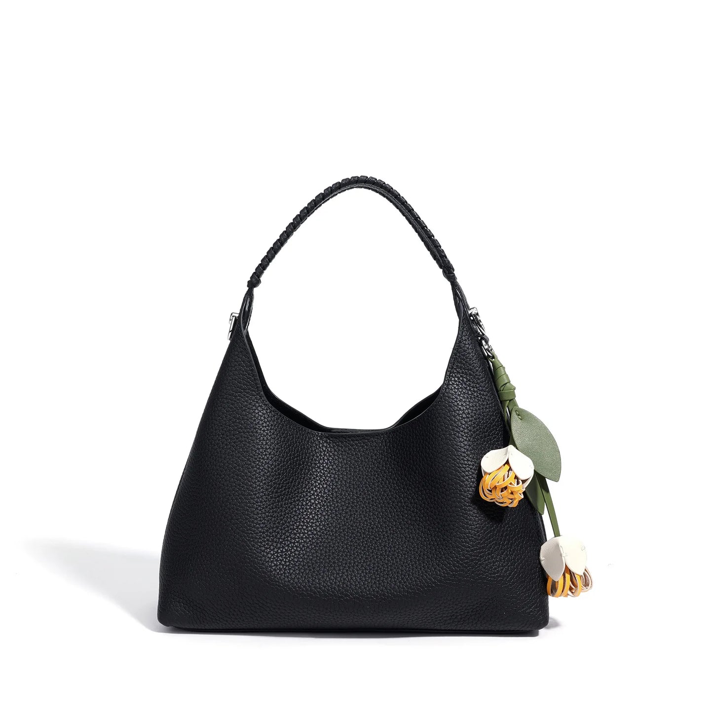 Pink Leather Charm Hobo Bag