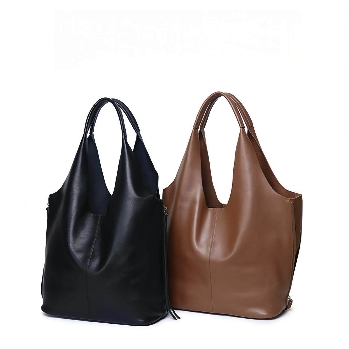 Leather Slouch Shopper Shoulder Tote
