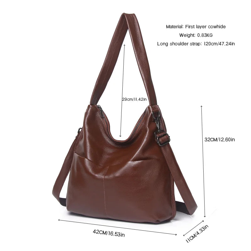 Brown Leather Slouch Bucket Bag