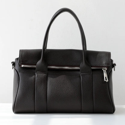 Taupe Leather Belted Work Tote