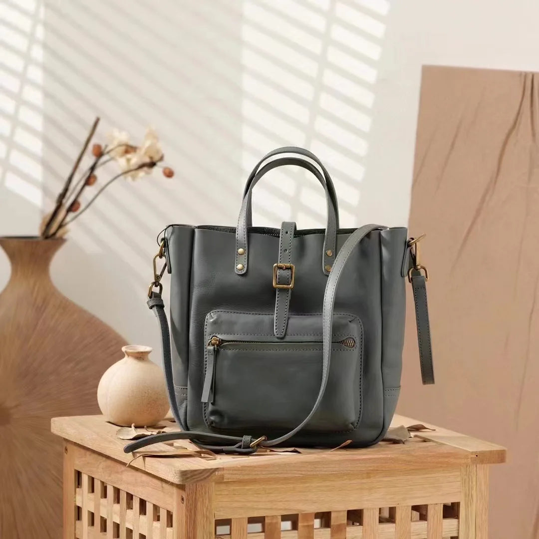 Khaki Front Pocket Tote Bag