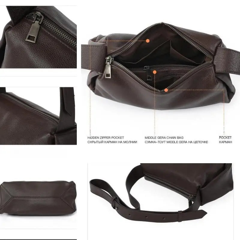 Brown Leather Barrel Crossbody Bag