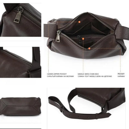Brown Leather Barrel Crossbody Bag