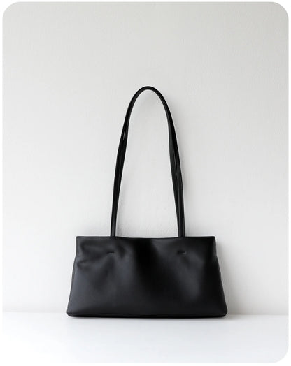 Red Leather Slim Shoulder Tote