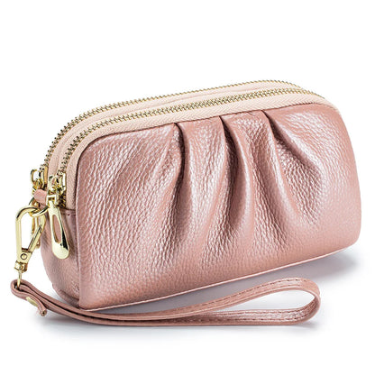 Black Ruched Zip Wristlet Wallet