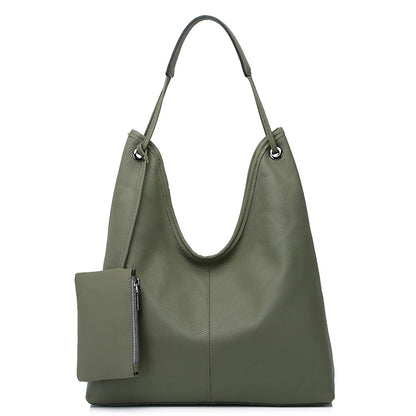 Navy Leather Shopper Tote Bag