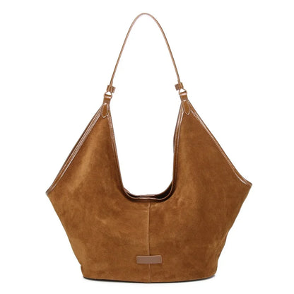 Burgundy Suede Wide Hobo Tote