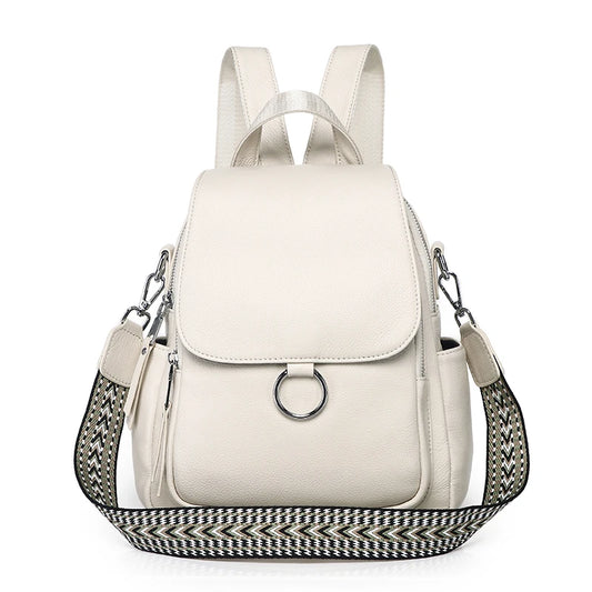 White Leather Convertible Backpack Bag