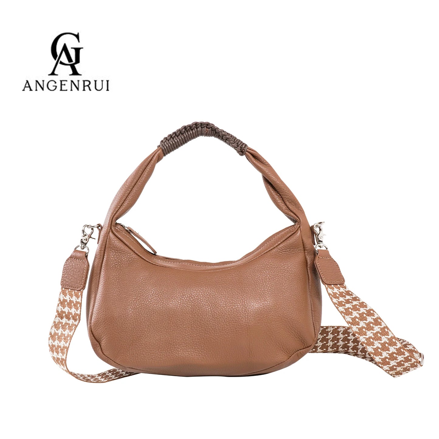Teal Leather Crescent Shoulder Bag