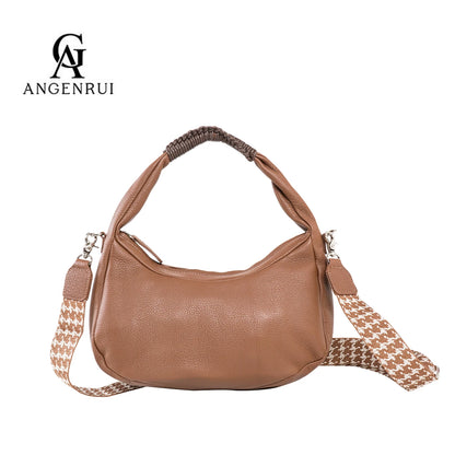 Teal Leather Crescent Shoulder Bag