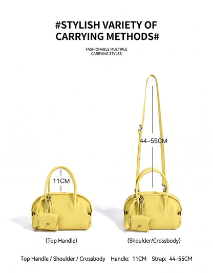 Yellow Leather Mini Boston Bag