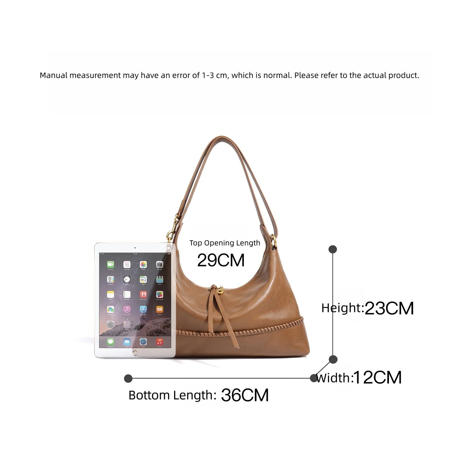 Tan Leather Braided Shoulder Bag