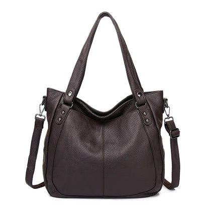 Tan Leather Pocket Hobo Tote