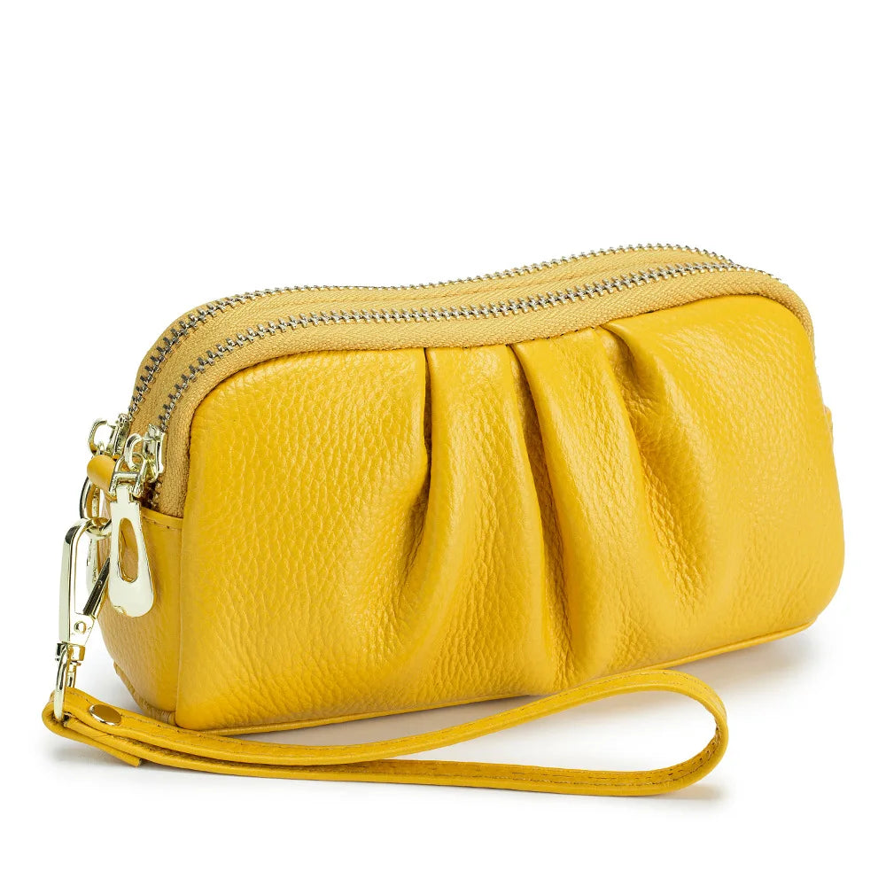 Black Ruched Zip Wristlet Wallet