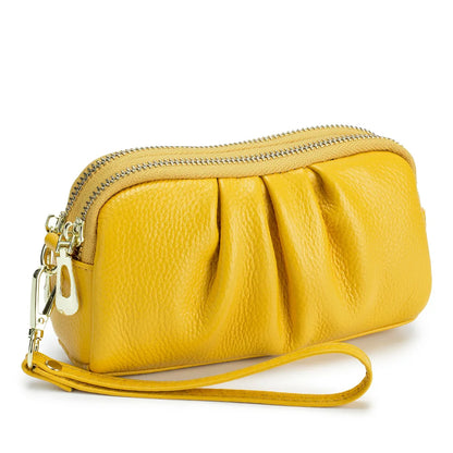 Black Ruched Zip Wristlet Wallet