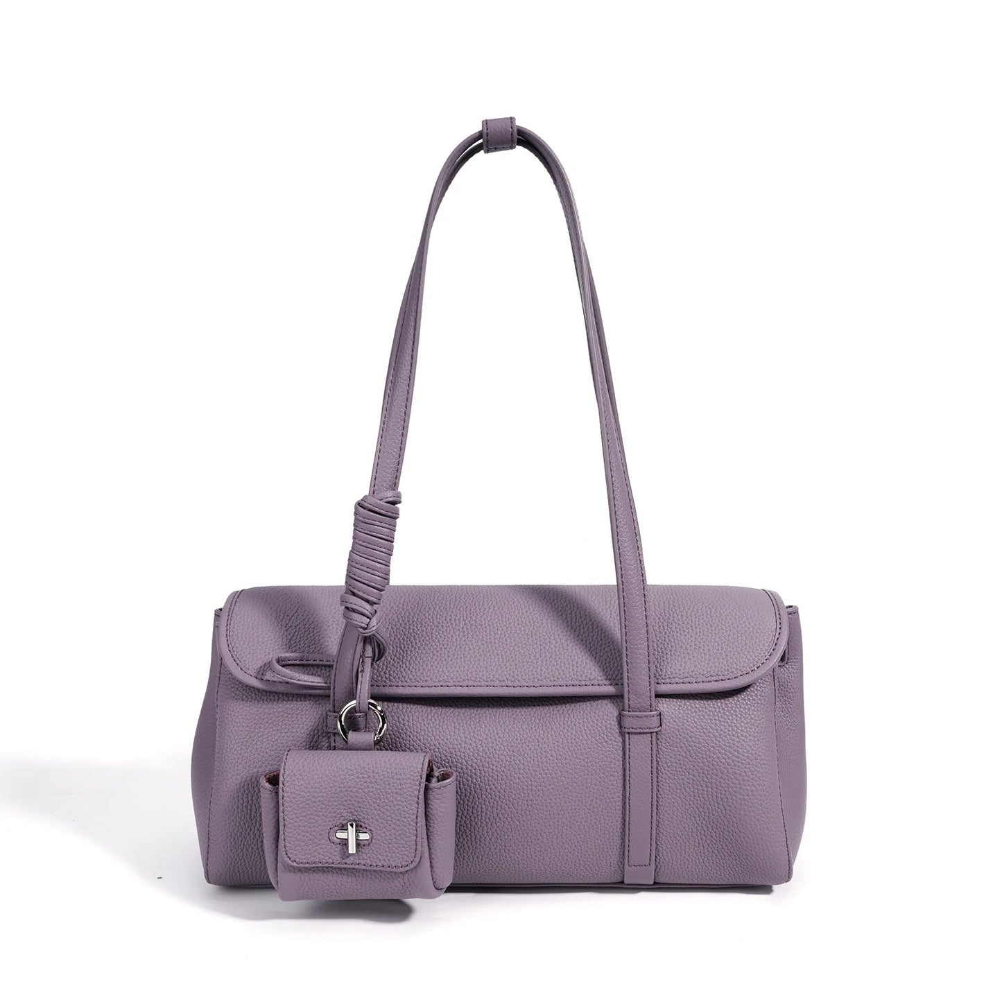 Taupe Leather Barrel Shoulder Bag