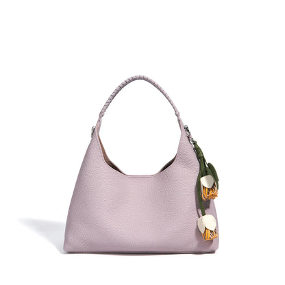 Pink Leather Charm Hobo Bag