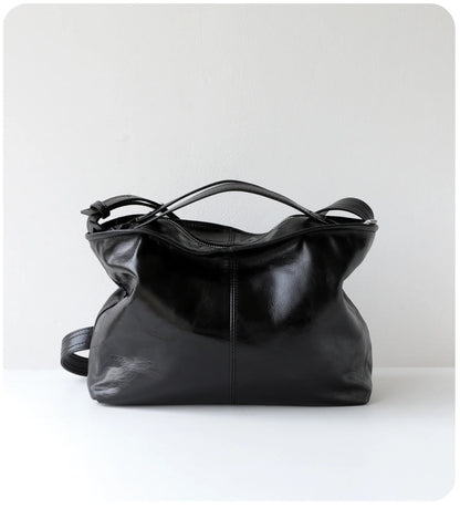 Black Leather Oversized Weekender Bag