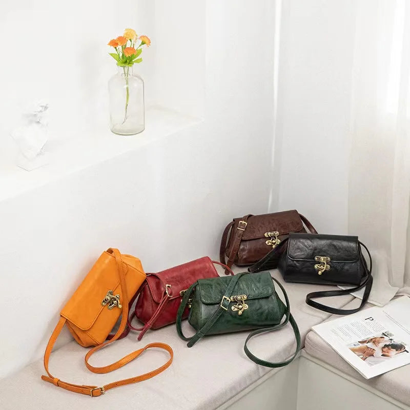 Green Leather Flap Crossbody Bag