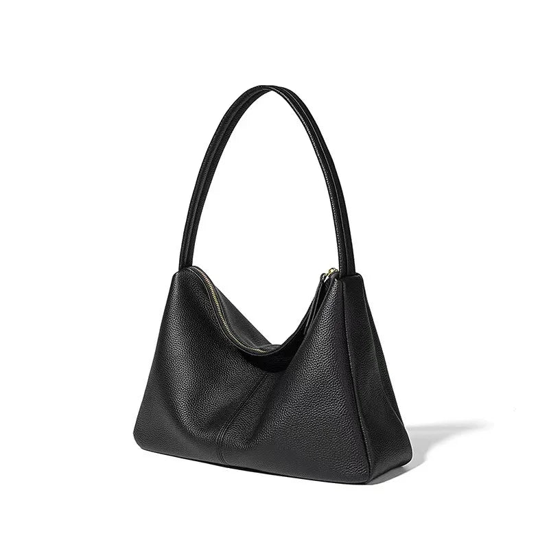 Taupe Leather Dumpling Shoulder Bag