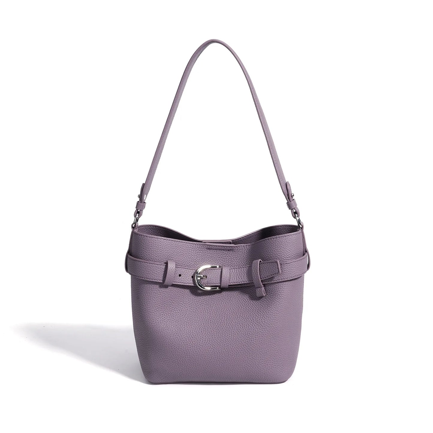 Lavender Buckle Bucket Shoulder Bag