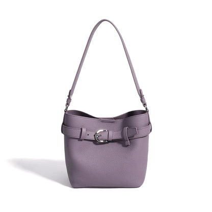 Lavender Buckle Bucket Shoulder Bag