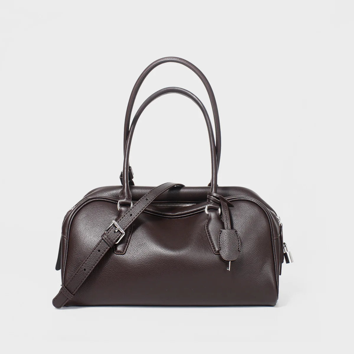 Brown Leather Boston Satchel Bag