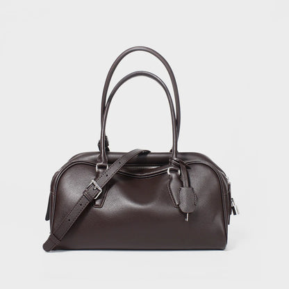 Brown Leather Boston Satchel Bag