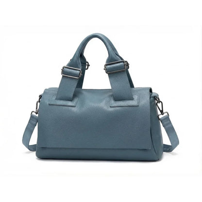 Black Leather Buckle Satchel Bag